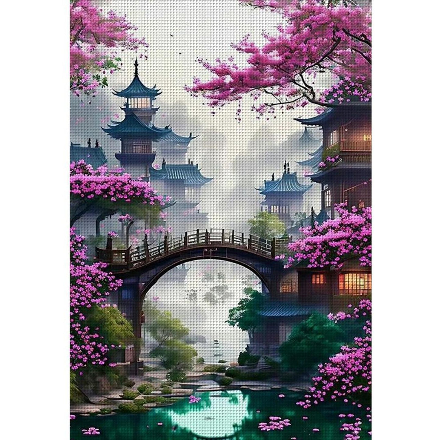 Landscape With Pavilion - Full 11CT Stamped Cross Stitch 40x60CM - Yishu