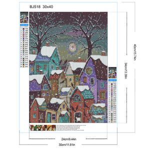Snowy Village 30*40CM(Canvas) Full Round Drill Diamond Painting