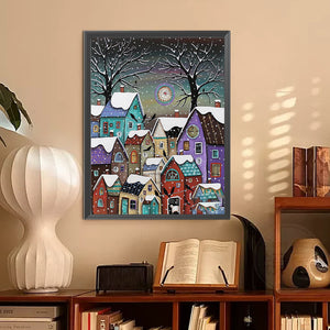 Snowy Village 30*40CM(Canvas) Full Round Drill Diamond Painting