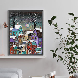 Snowy Village 30*40CM(Canvas) Full Round Drill Diamond Painting