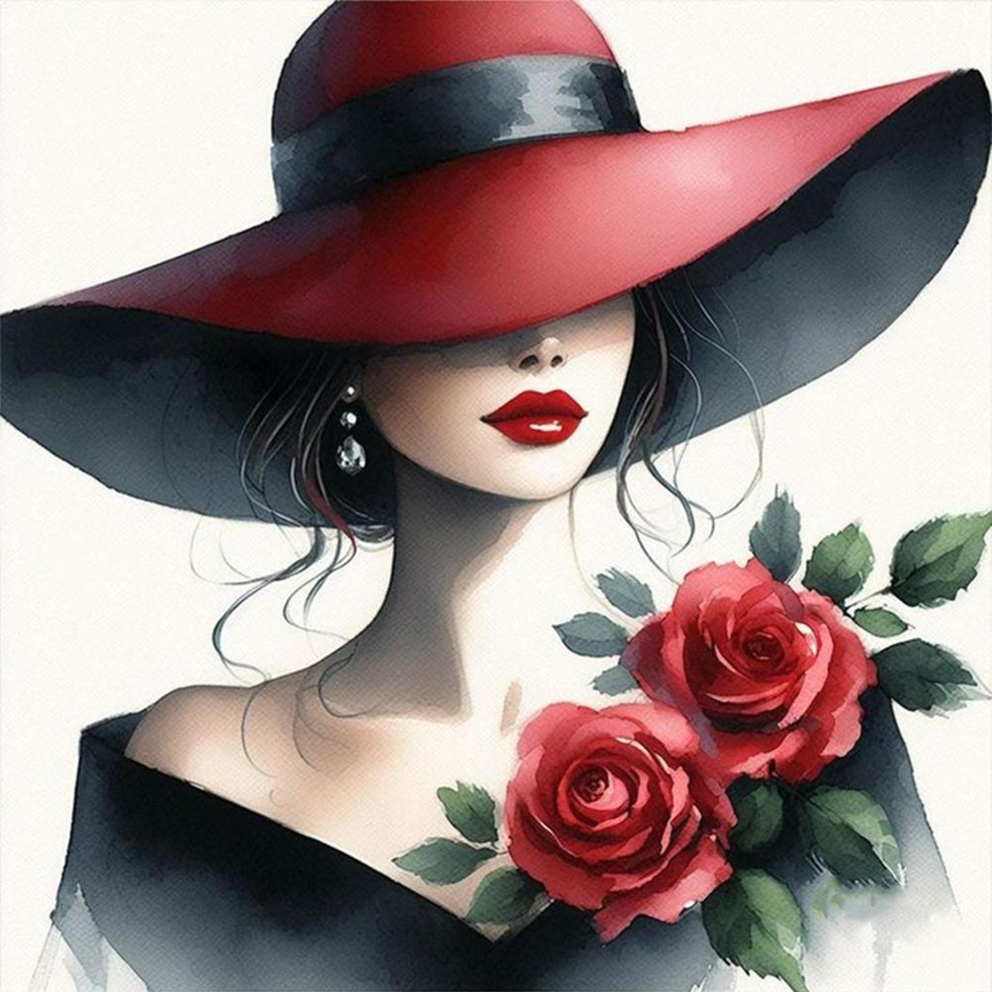 Girl With Red Hat - Full 11CT Stamped Cross Stitch 50x50CM - Yishu
