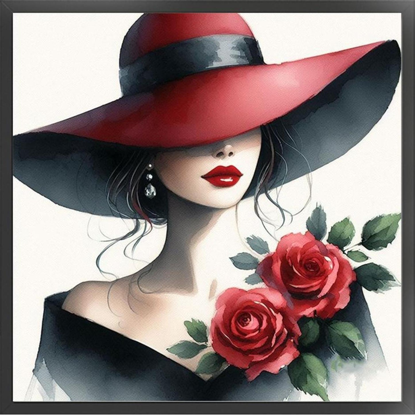 Girl With Red Hat - Full 11CT Stamped Cross Stitch 50x50CM - Yishu