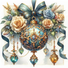 Load image into Gallery viewer, Christmas Rose And Blue Ball 40*40CM(Canvas) Full Round Drill Diamond Painting
