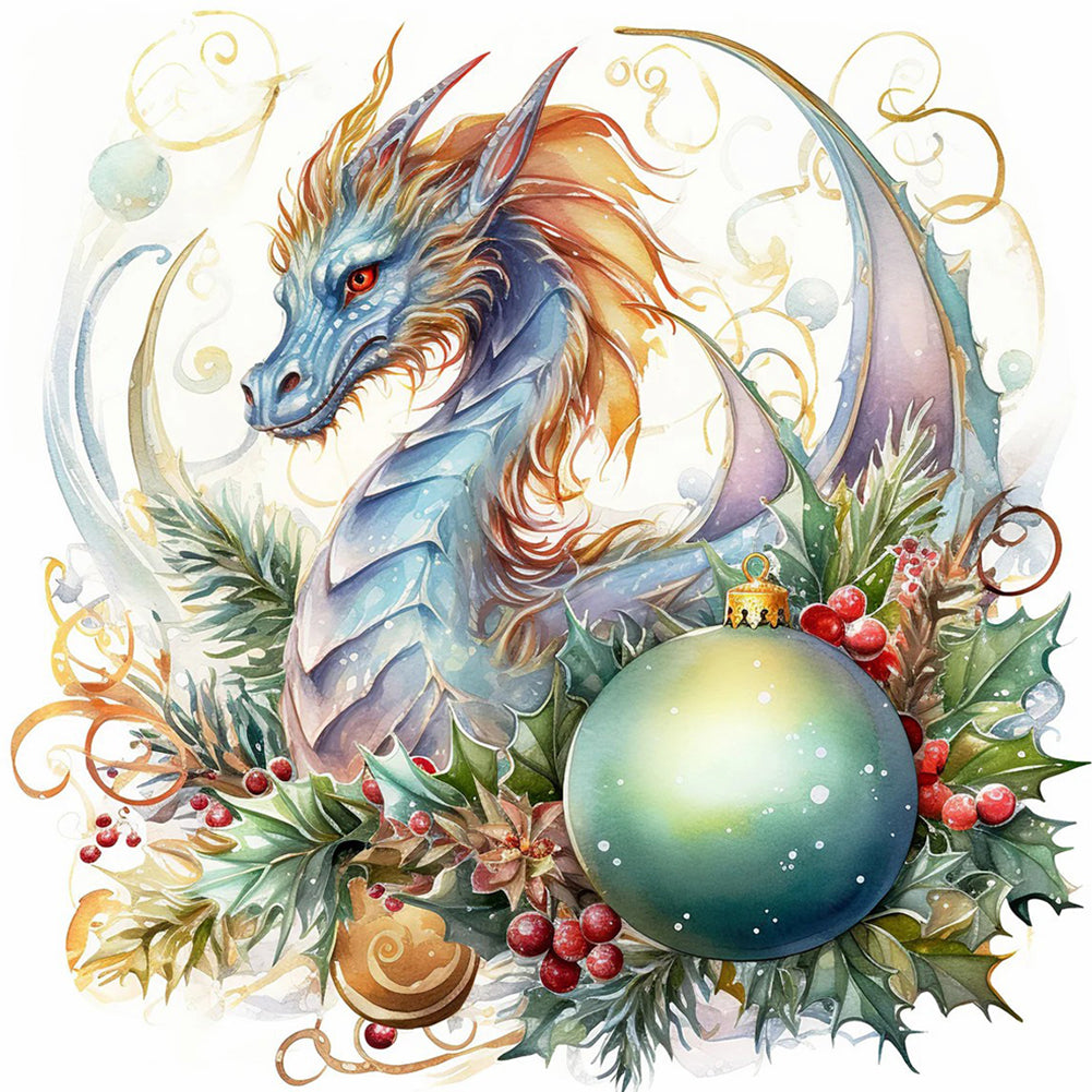 Christmas Flying Dragon 40*40CM(Canvas) Full Round Drill Diamond Painting