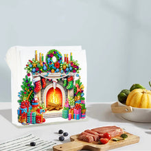 Load image into Gallery viewer, Acrylic Christmas Fireplace Double Sided Diamond Painting Paper Towel Holder
