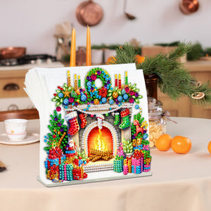 Acrylic Christmas Fireplace Double Sided Diamond Painting Paper Towel Holder