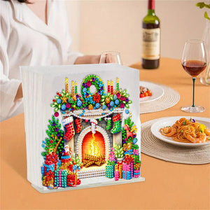 Acrylic Christmas Fireplace Double Sided Diamond Painting Paper Towel Holder