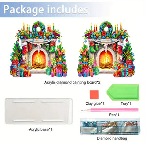 Acrylic Christmas Fireplace Double Sided Diamond Painting Paper Towel Holder