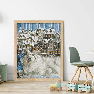 Joy Sunday - Cat Town - 47*57CM 14CT 2 Stamped Cross Stitch