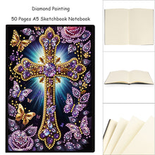 Load image into Gallery viewer, 5D Diamond Painting Notebook 50 Pages A5 Diamond Art Diary Book (Purple Cross)
