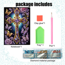 Load image into Gallery viewer, 5D Diamond Painting Notebook 50 Pages A5 Diamond Art Diary Book (Purple Cross)
