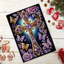 Load image into Gallery viewer, 5D Diamond Painting Notebook 50 Pages A5 Diamond Art Diary Book (Purple Cross)

