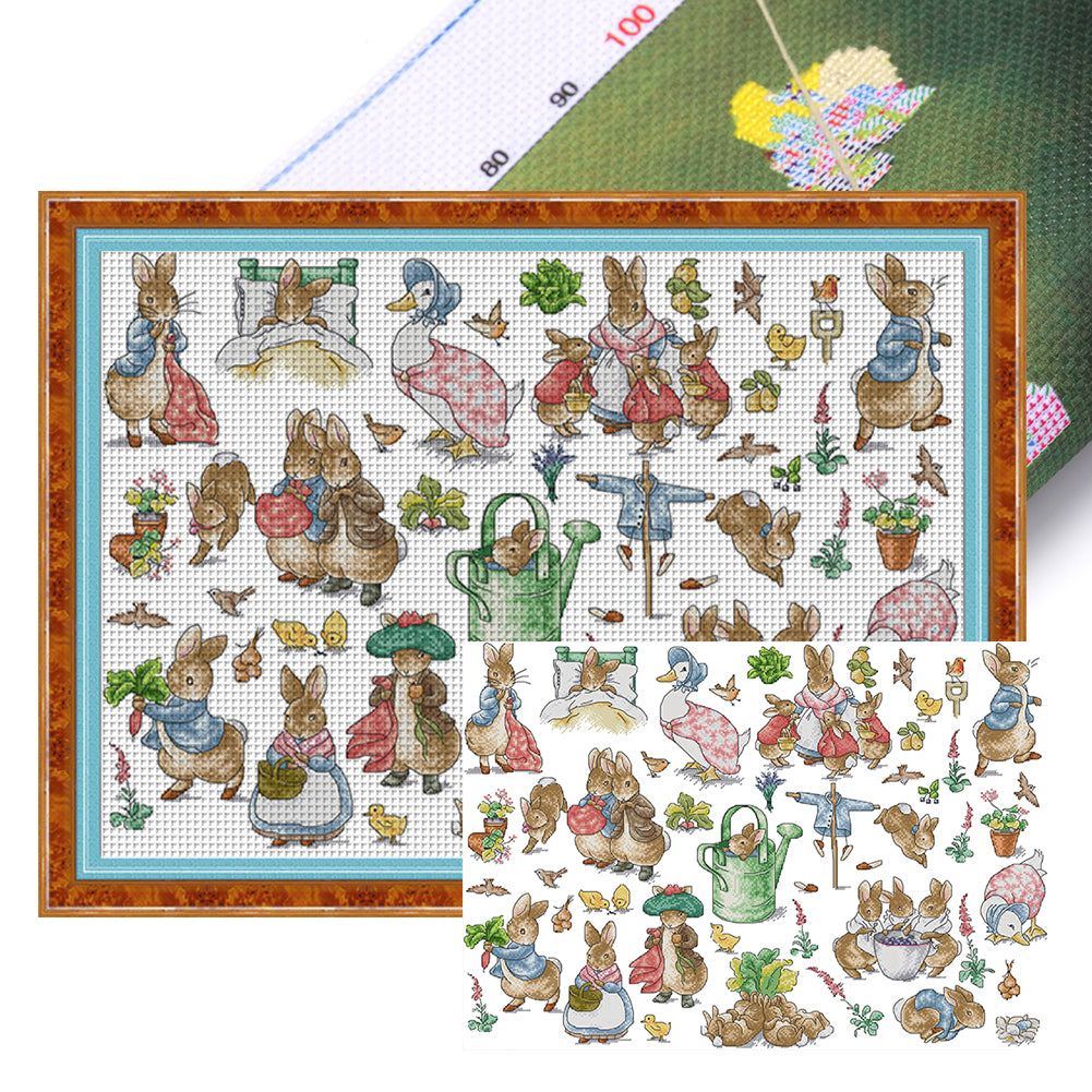 Joy Sunday - Peter Rabbit'S Garden - 63*48CM 14CT 2 Stamped Cross Stitch