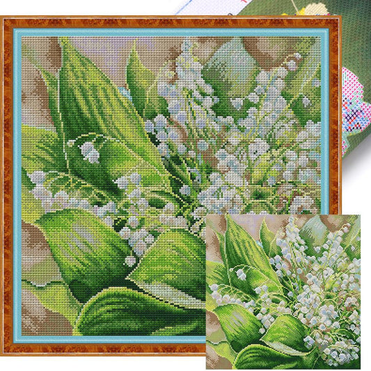 Lily Of The Valley - Full 14CT Stamped Cross Stitch 37x37CM - Joy Sunday
