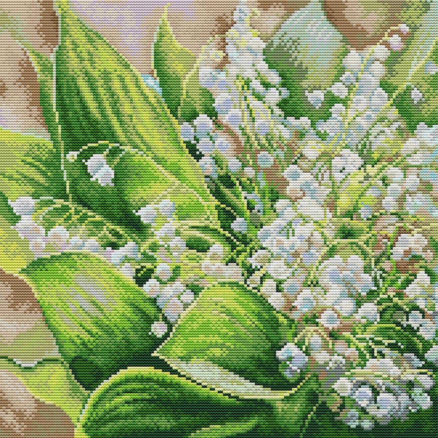 Lily Of The Valley - Full 14CT Stamped Cross Stitch 37x37CM - Joy Sunday