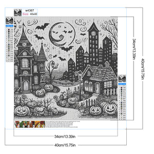 Black And White Halloween 40*40CM(Canvas) Full Round Drill Diamond Painting