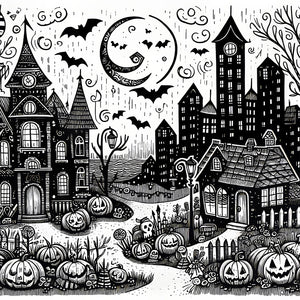Black And White Halloween 40*40CM(Canvas) Full Round Drill Diamond Painting