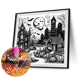 Black And White Halloween 40*40CM(Canvas) Full Round Drill Diamond Painting
