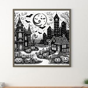 Black And White Halloween 40*40CM(Canvas) Full Round Drill Diamond Painting