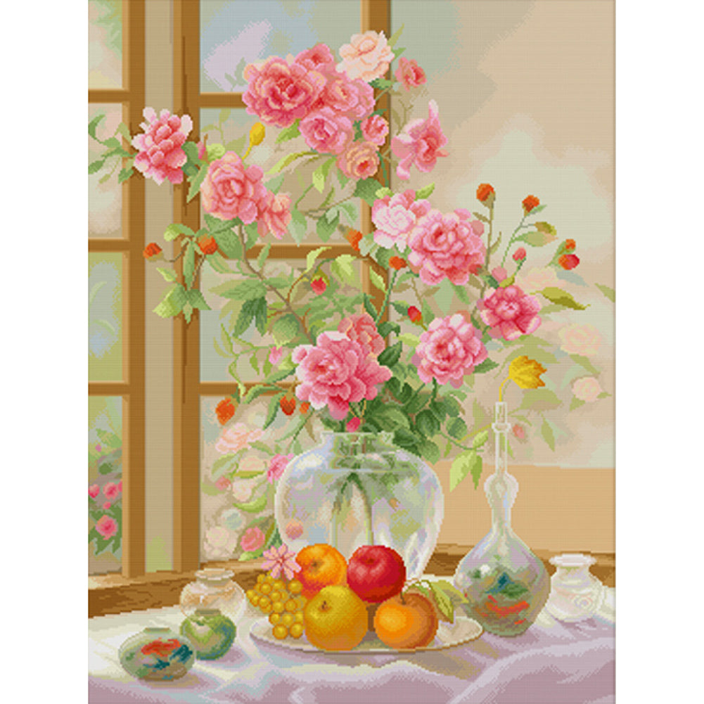 Morning Floral Breeze - Full 14CT Stamped Cross Stitch 60x77CM - Spring Egyptian Cotton(88Colors)