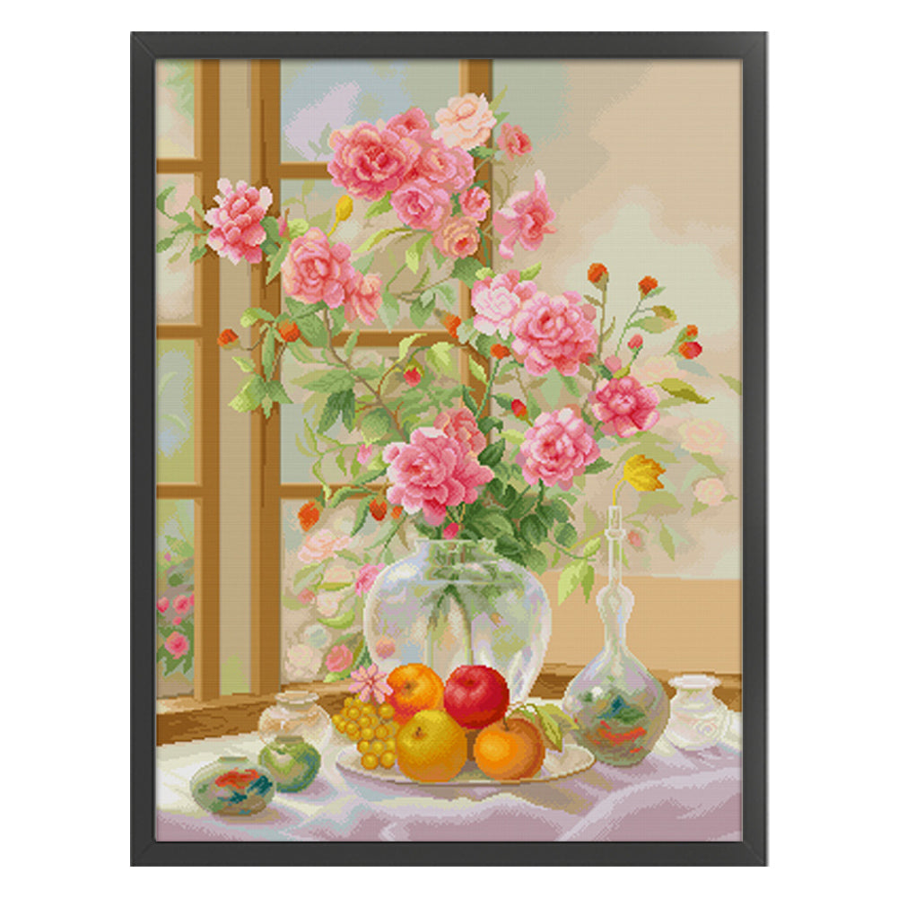 Morning Floral Breeze - Full 14CT Stamped Cross Stitch 60x77CM - Spring Egyptian Cotton(88Colors)