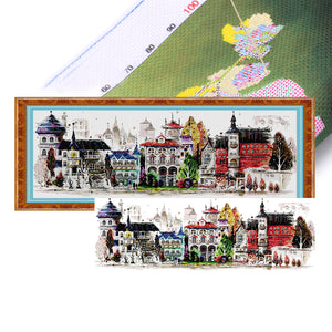 Joy Sunday - Street Scene 10 - 118*46CM 14CT 2 Stamped Cross Stitch