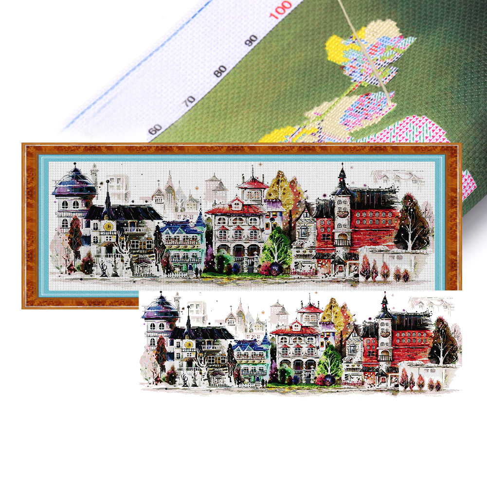 Joy Sunday - Street Scene 10 - 118*46CM 14CT 2 Stamped Cross Stitch