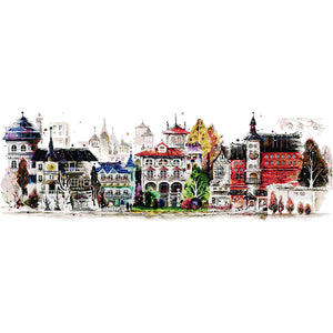Joy Sunday - Street Scene 10 - 118*46CM 14CT 2 Stamped Cross Stitch