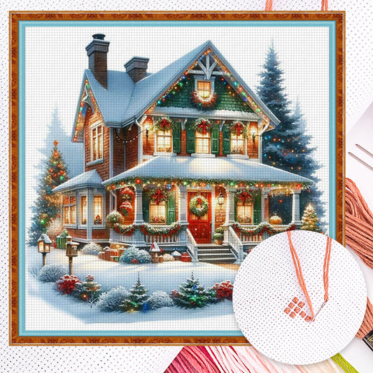 Christmas Cabin - Full 11CT Counted Cross Stitch 50x50CM - Huacan