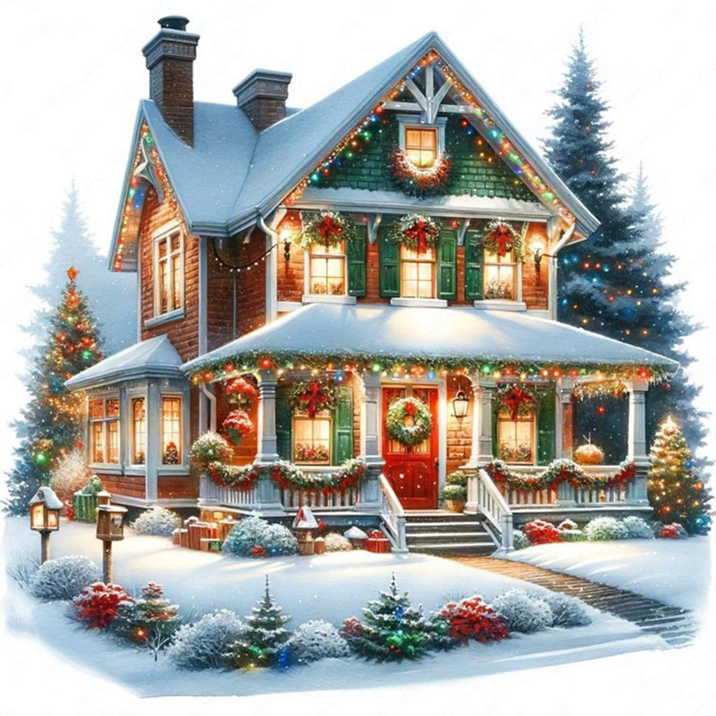Christmas Cabin - Full 11CT Counted Cross Stitch 50x50CM - Huacan
