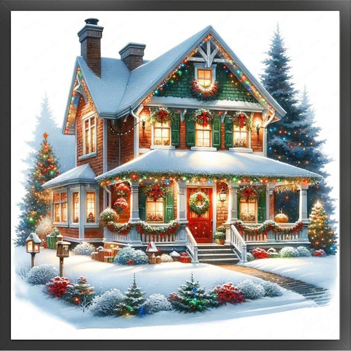 Christmas Cabin - Full 11CT Counted Cross Stitch 50x50CM - Huacan