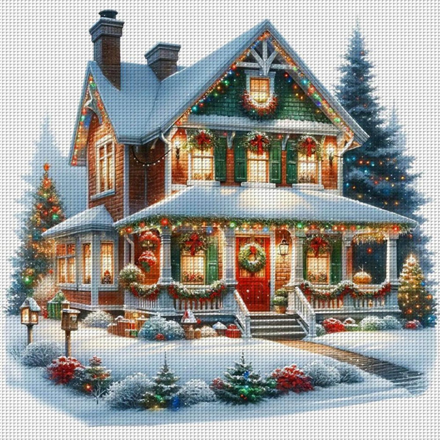 Christmas Cabin - Full 11CT Counted Cross Stitch 50x50CM - Huacan