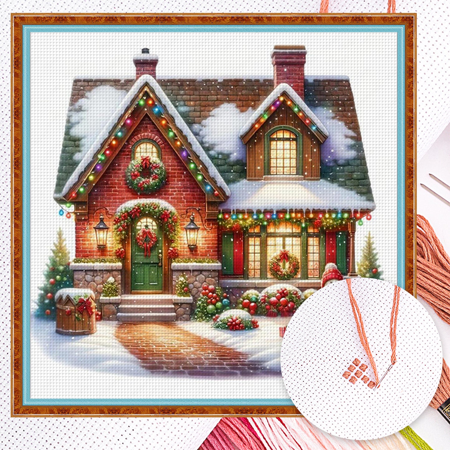 Christmas Cabin - Full 11CT Counted Cross Stitch 50x50CM - Huacan