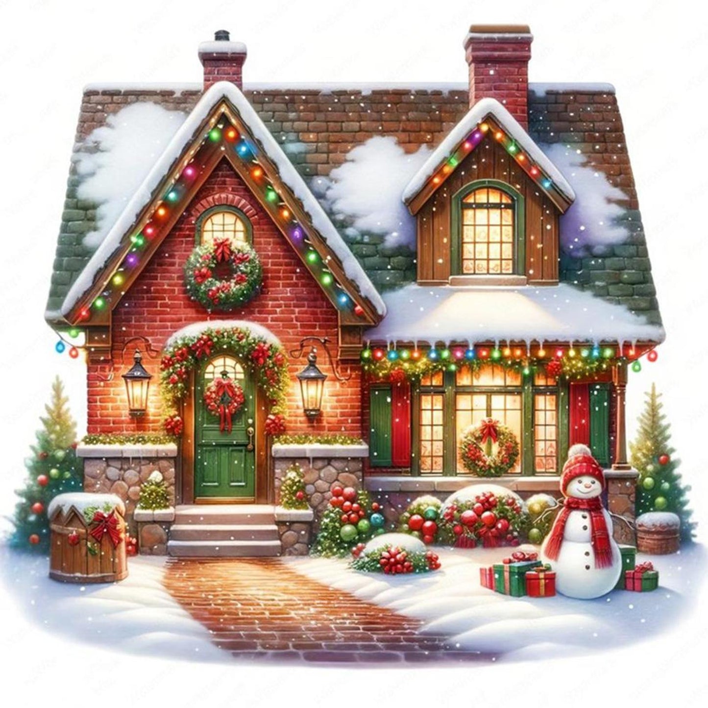 Christmas Cabin - Full 11CT Counted Cross Stitch 50x50CM - Huacan
