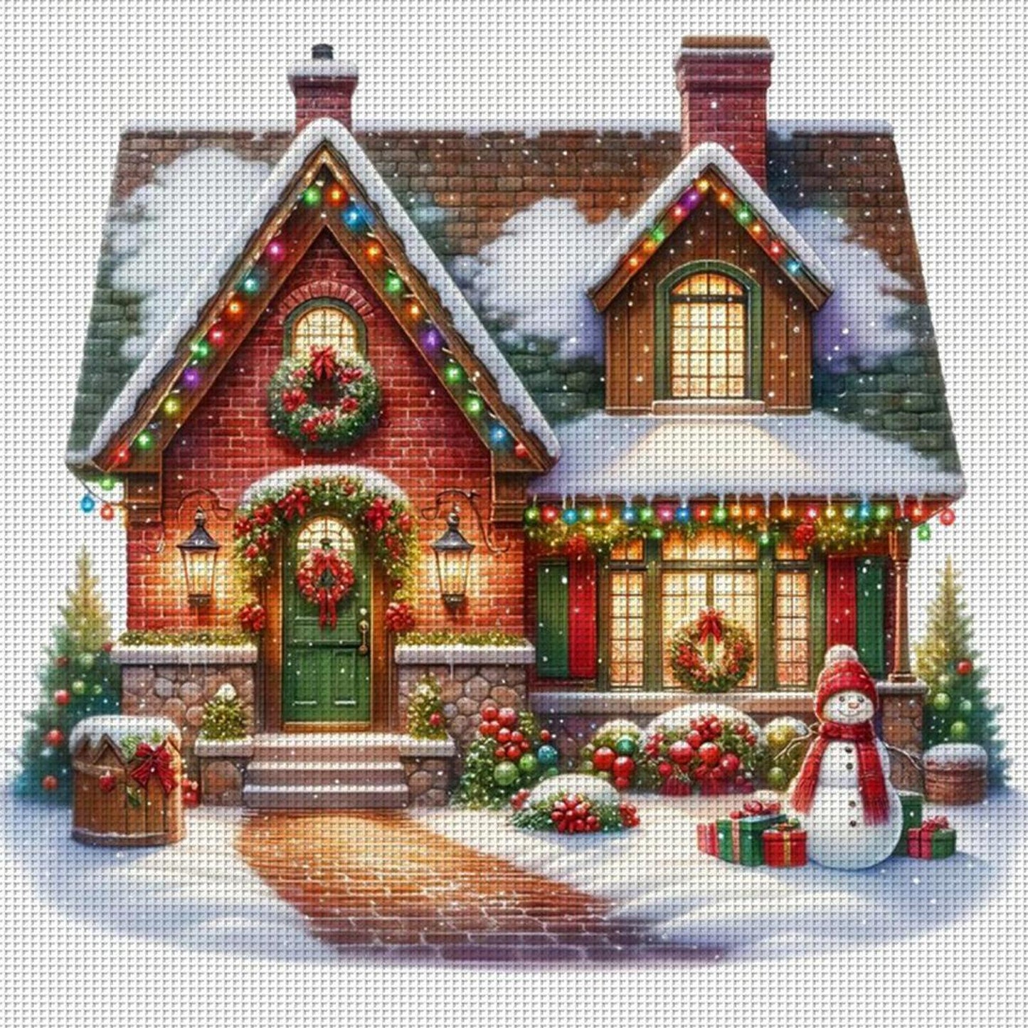 Christmas Cabin - Full 11CT Counted Cross Stitch 50x50CM - Huacan