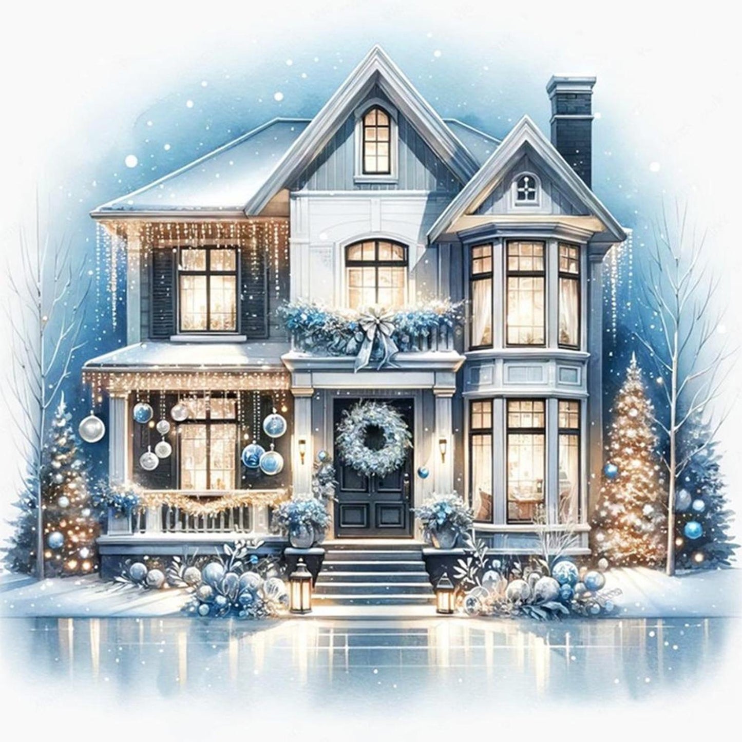 Christmas Cabin - Full 11CT Counted Cross Stitch 50x50CM - Huacan