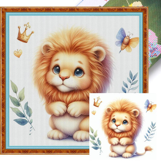 Cute Lion - Full 18CT Stamped Cross Stitch 20x20CM - Huacan
