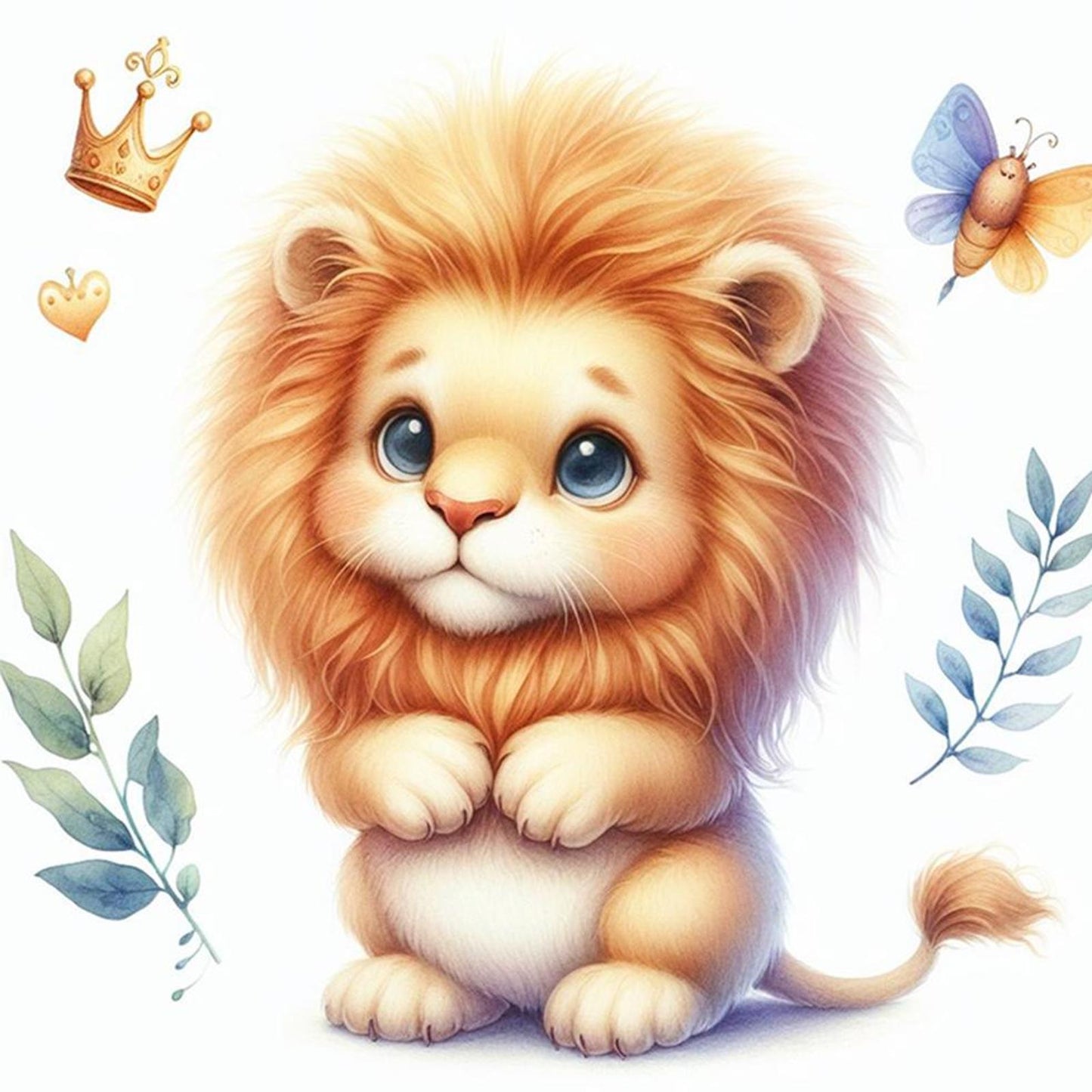 Cute Lion - Full 18CT Stamped Cross Stitch 20x20CM - Huacan