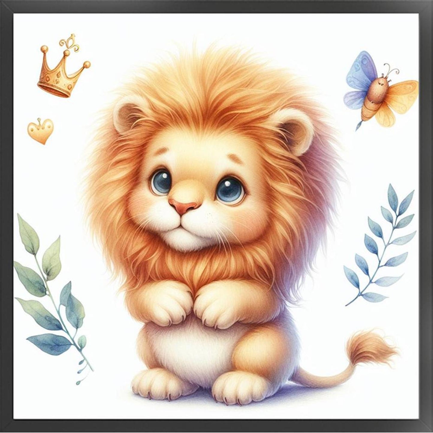 Cute Lion - Full 18CT Stamped Cross Stitch 20x20CM - Huacan