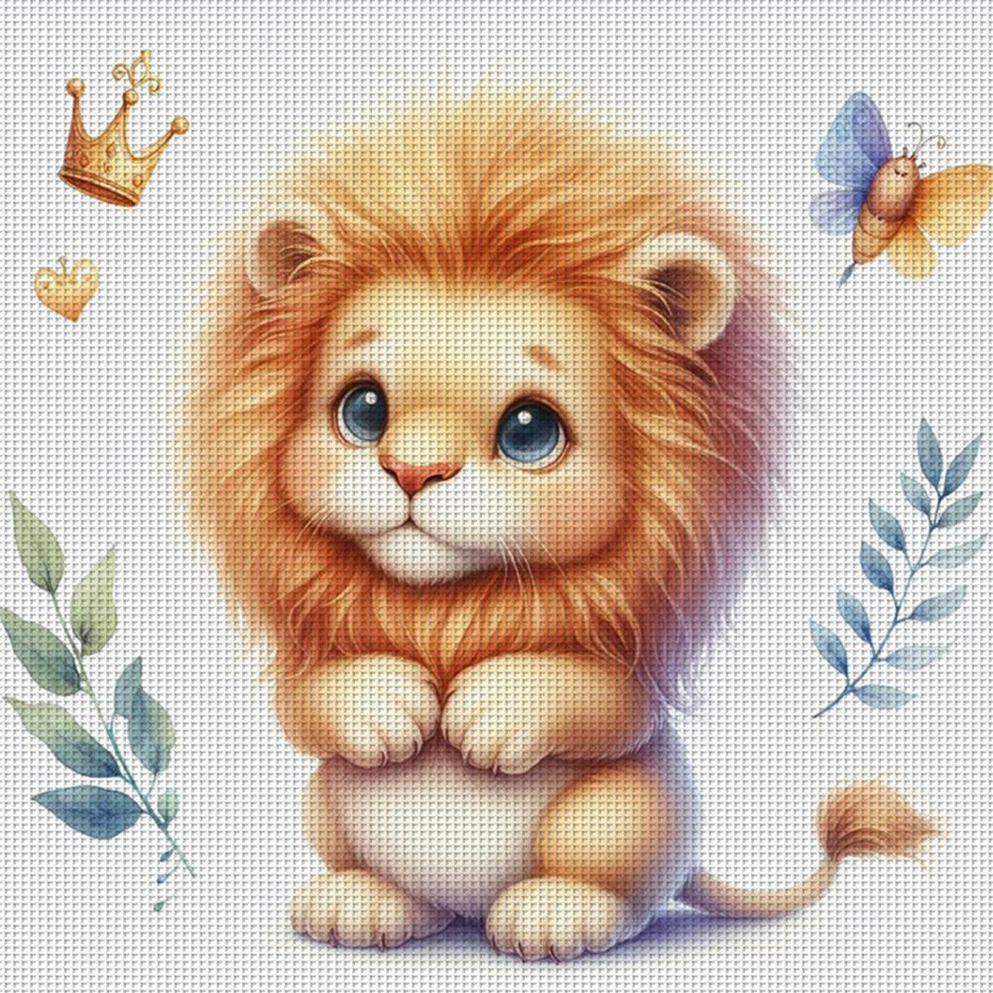Cute Lion - Full 18CT Stamped Cross Stitch 20x20CM - Huacan
