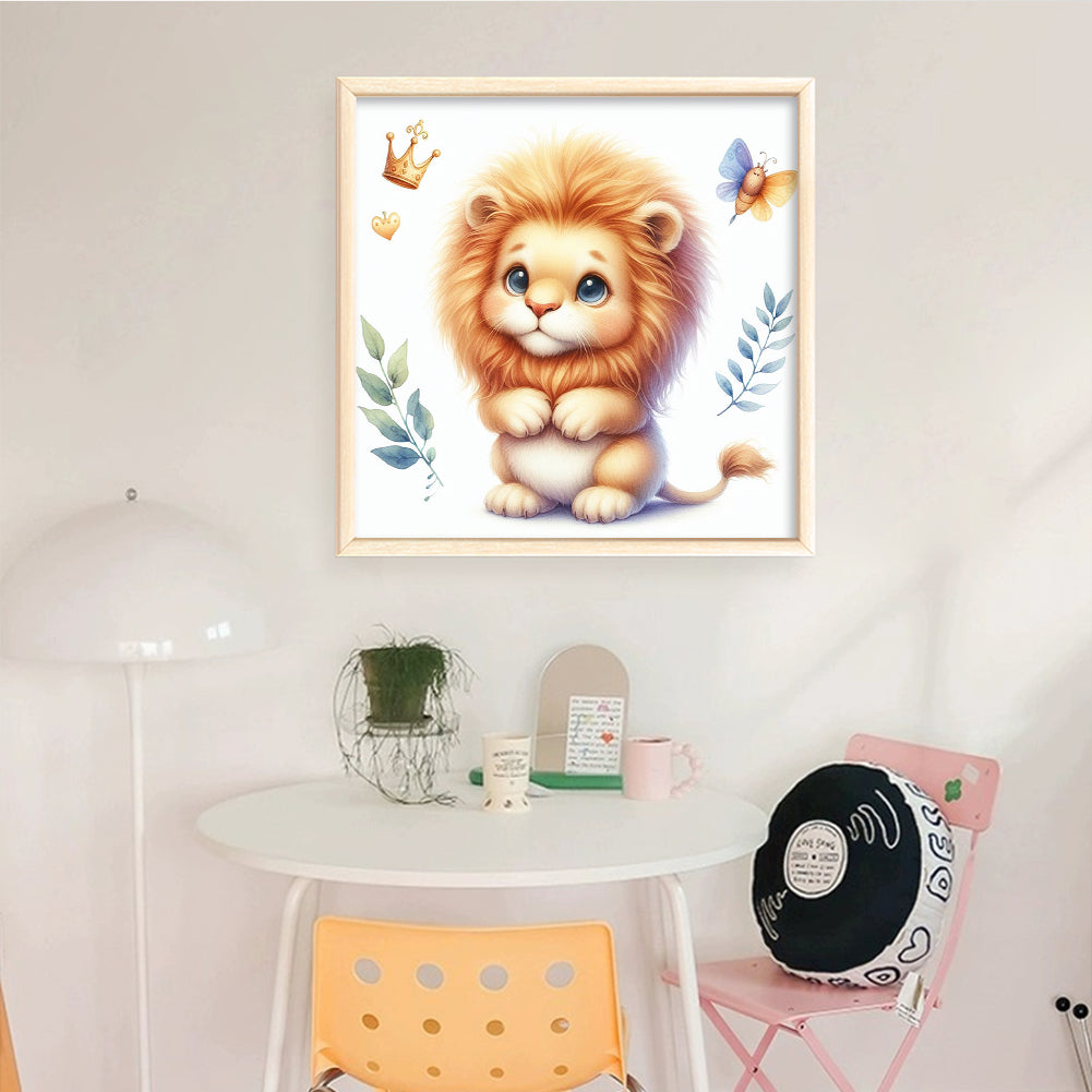 Cute Lion - Full 18CT Stamped Cross Stitch 20x20CM - Huacan