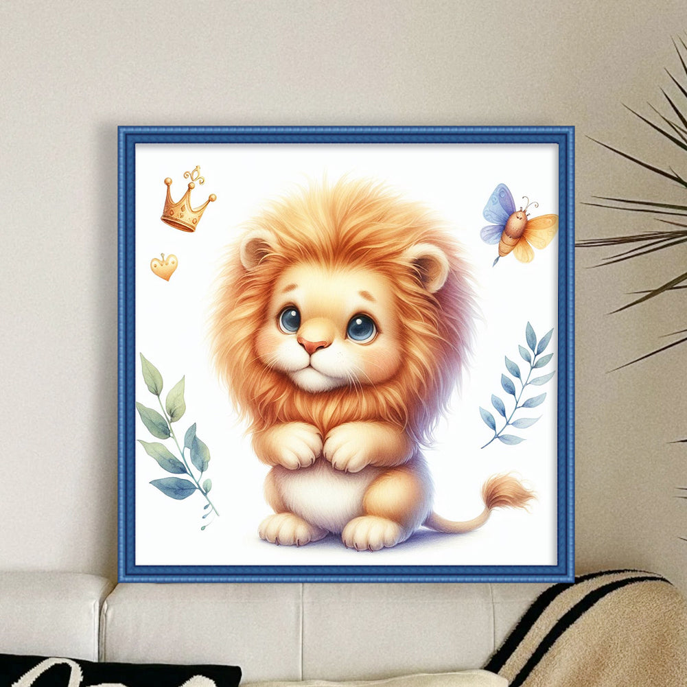 Cute Lion - Full 18CT Stamped Cross Stitch 20x20CM - Huacan