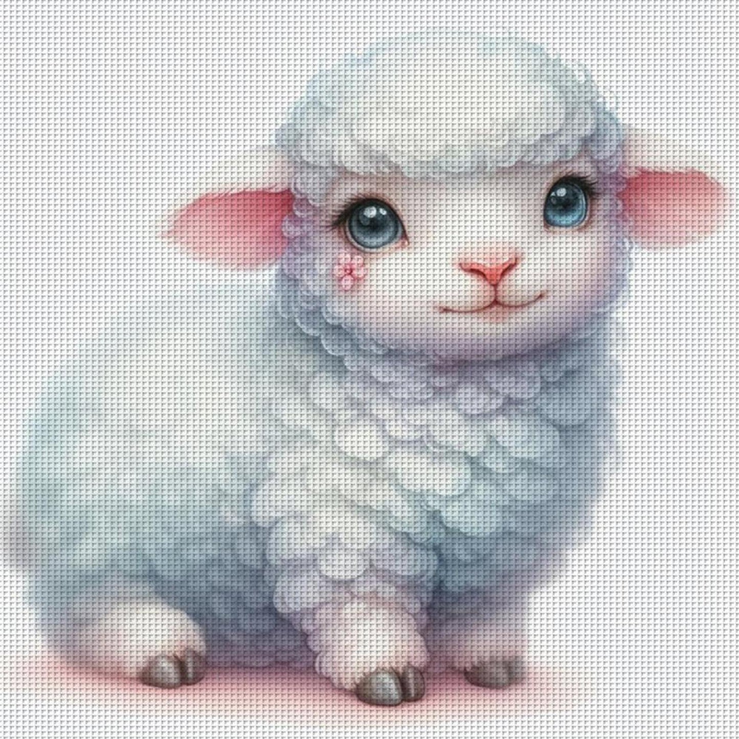 Cute Sheep - Full 18CT Stamped Cross Stitch 20x20CM - Huacan