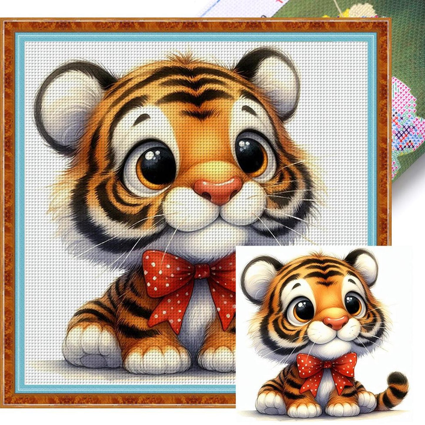 Cute Tiger - Full 18CT Stamped Cross Stitch 20x20CM - Huacan