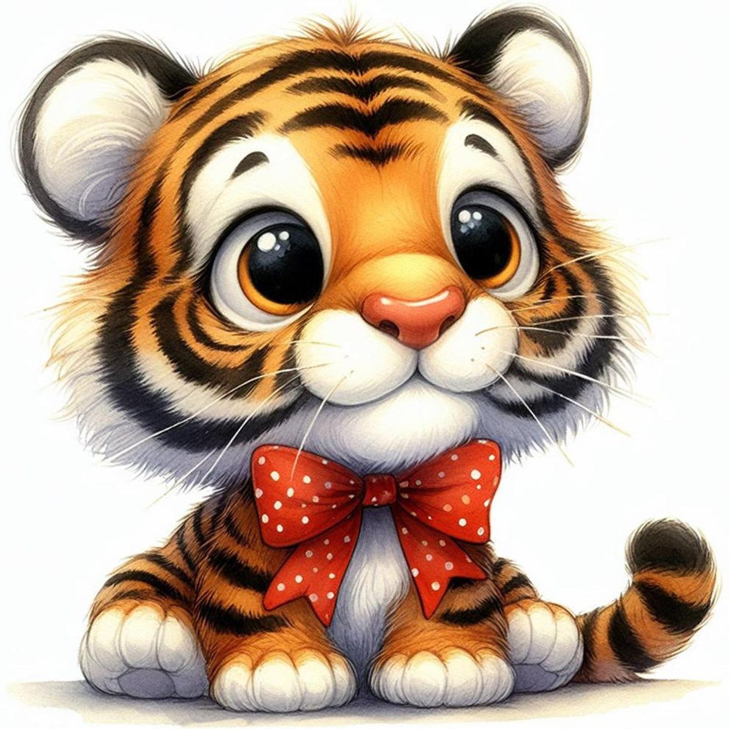 Cute Tiger - Full 18CT Stamped Cross Stitch 20x20CM - Huacan
