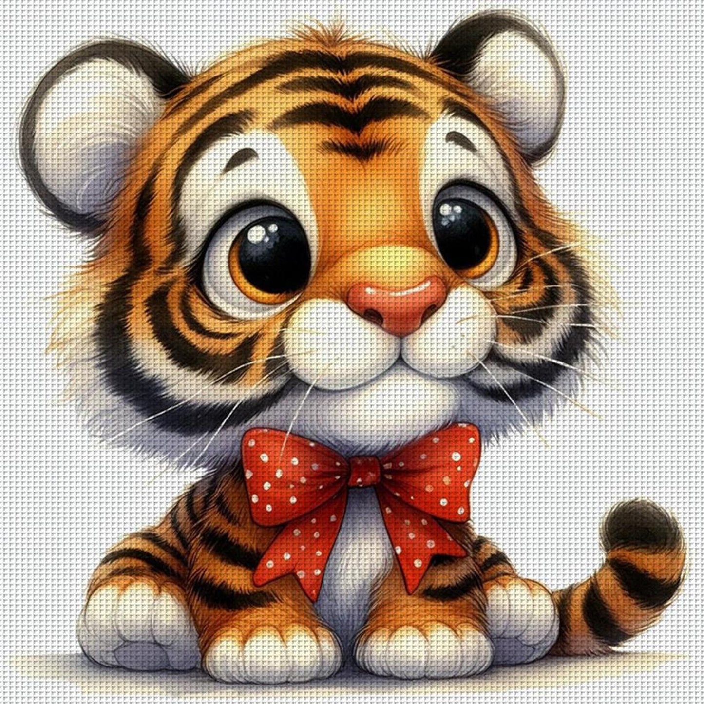 Cute Tiger - Full 18CT Stamped Cross Stitch 20x20CM - Huacan