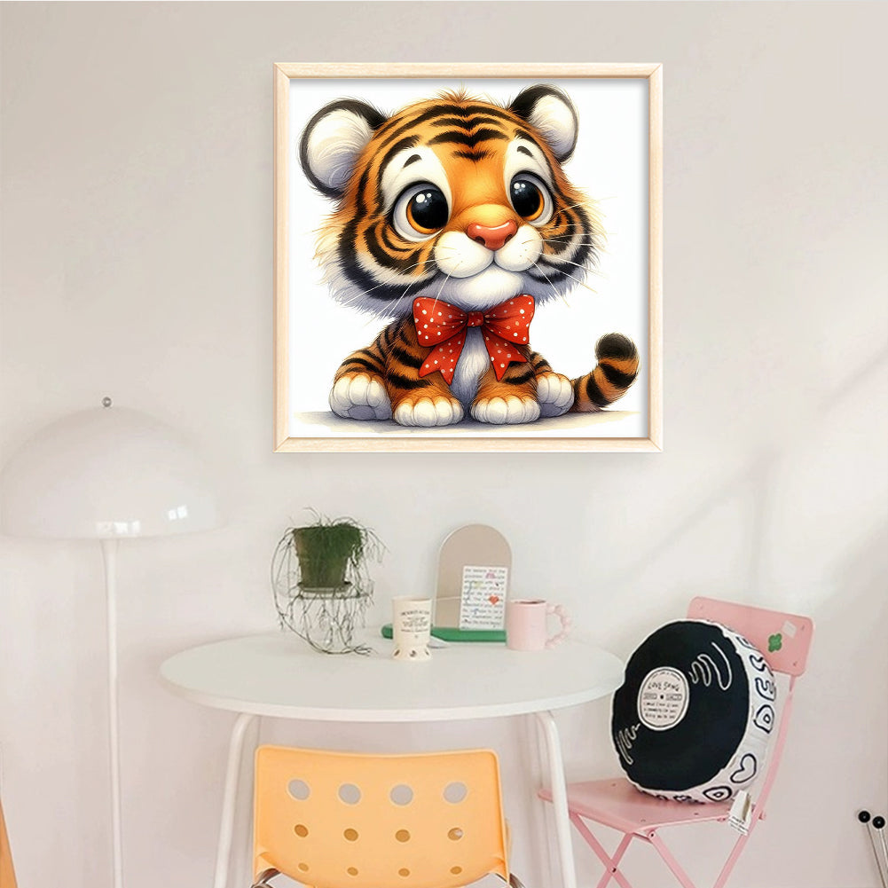 Cute Tiger - Full 18CT Stamped Cross Stitch 20x20CM - Huacan
