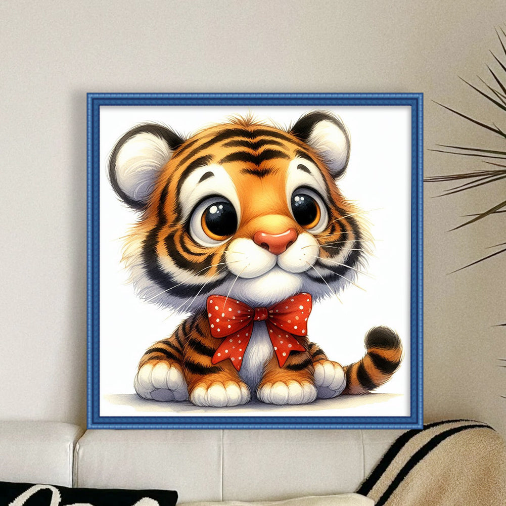 Cute Tiger - Full 18CT Stamped Cross Stitch 20x20CM - Huacan