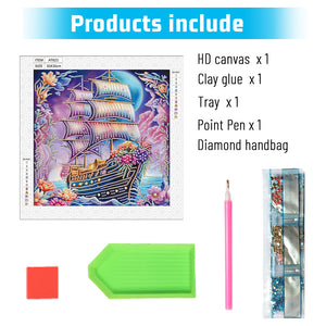 Framed Sailboat 30*30CM Special Shaped Drill Diamond Painting Drill Diamond Painting