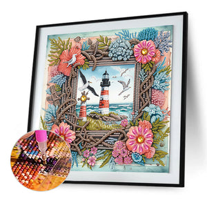 Frame Lighthouse 30*30CM Special Shaped Drill Diamond Painting Drill Diamond Painting